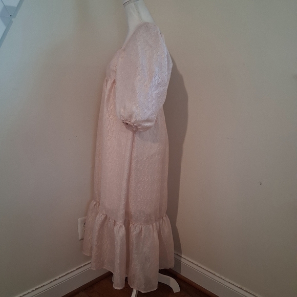 Anthropologie Puff Sleeve Soft Pink Dress Size XS NWT - Picture 6 of 9